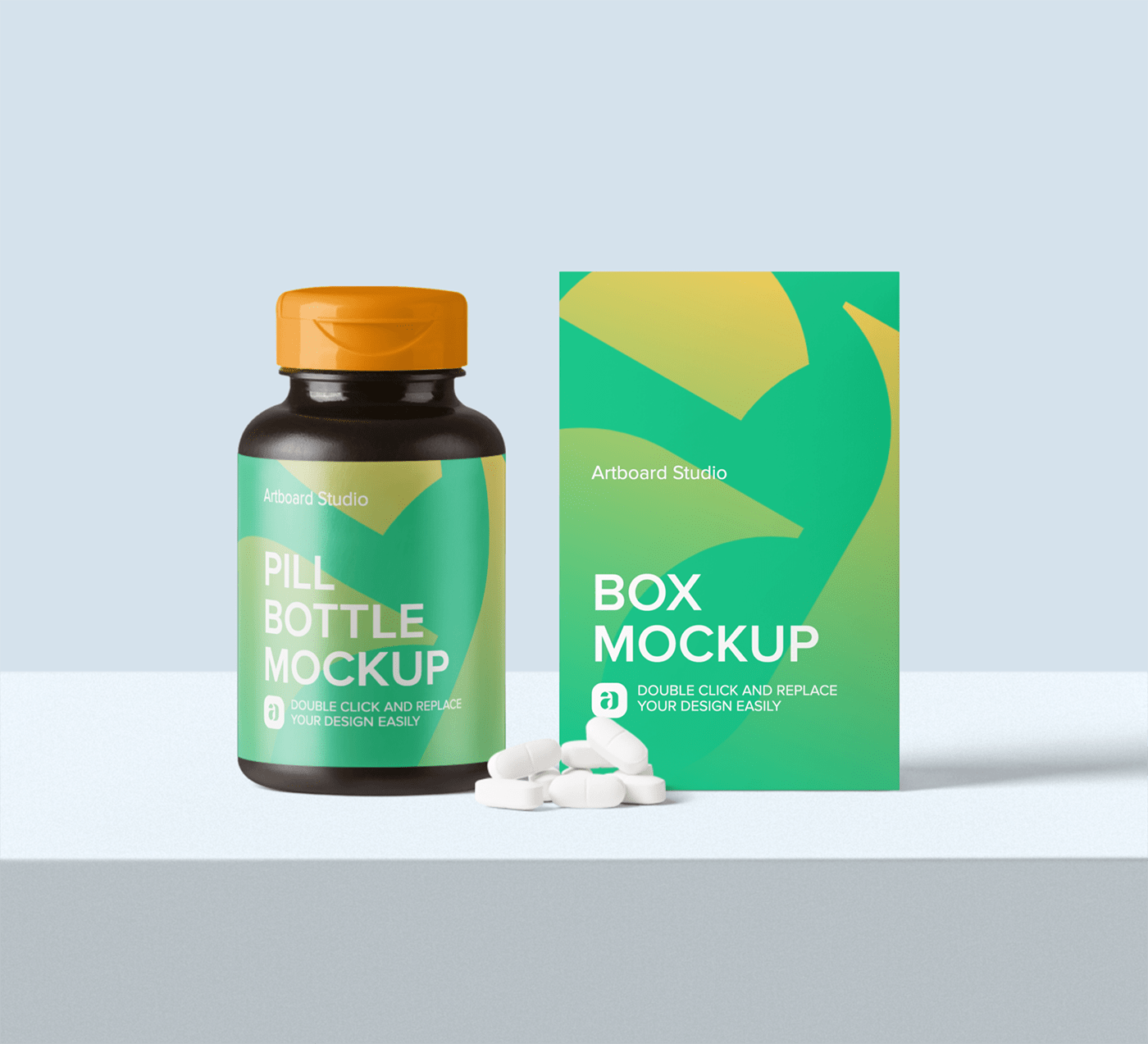 These free mockup set can be good for implementing a lot of designers ideas as well. Pill Bottle And Box Mockup Scene
