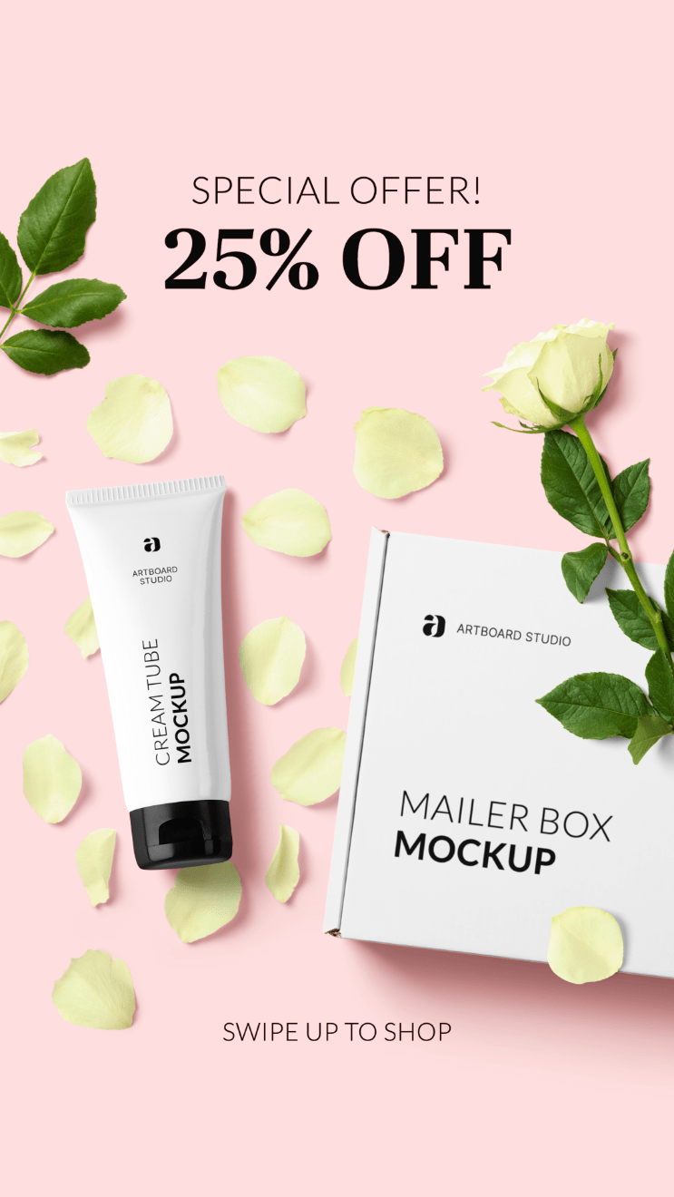 The easy to use and friendly 🦄 … Instagram Story Template With Cream Tube And Mailer Box Mockups